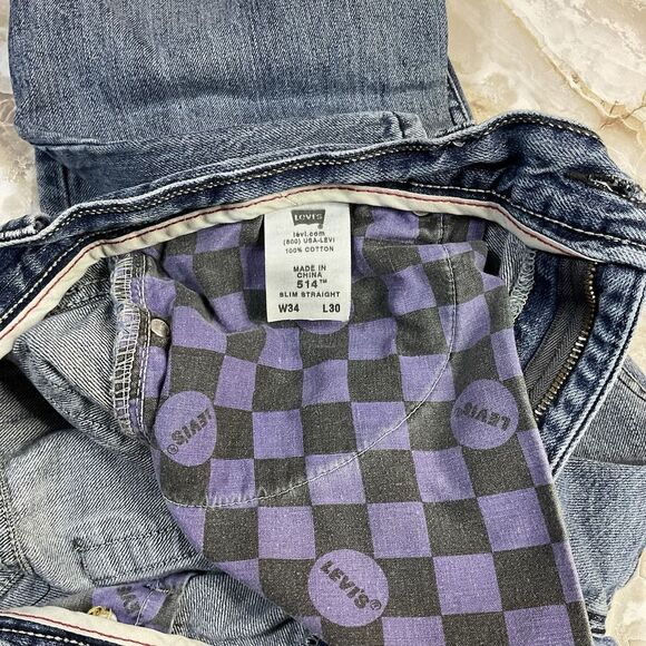 Levi's 514 Slim Straight Jeans Men's Blue Denim Pants - Picture 4 of 6